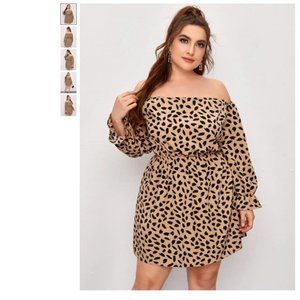Plus Size Off Shoulder Allover Print Dress